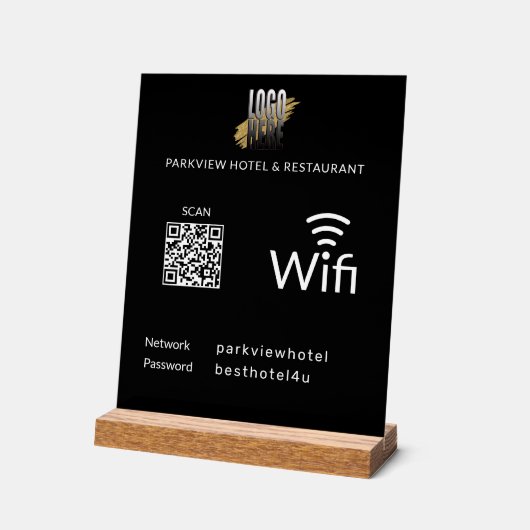 Modern Black Business QR Code Wifi Kennwort Acrylschild (Winkel)