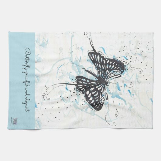 Modern Black Butterfly Geschirrtuch (Horizontal)