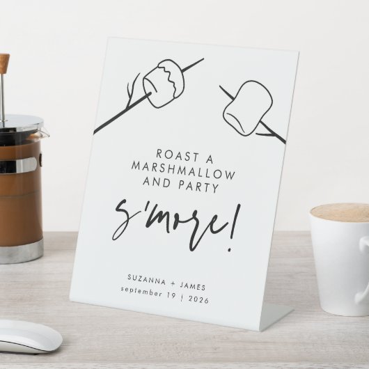 Modern Black Calligraphy Marshmallow S'mores Bar Sockelschild (In SItu)