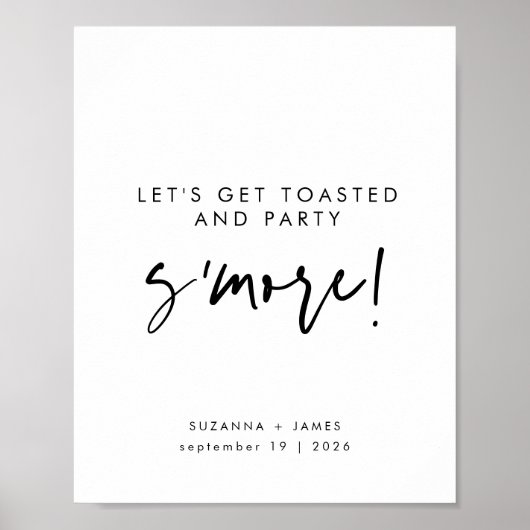 Modern Black Calligraphy S'mores Bar Sign Poster (Vorne)