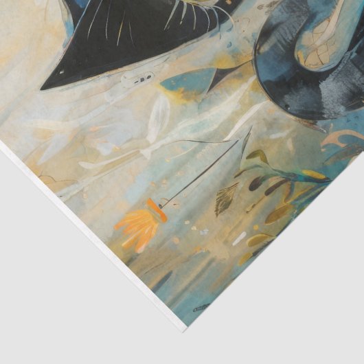 Modern Black Cat - Decoupage- Seidenpapier (Detail)