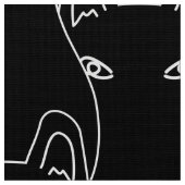 Modern Black Cat Line Art Muster Stoff (Nahaufnahme)