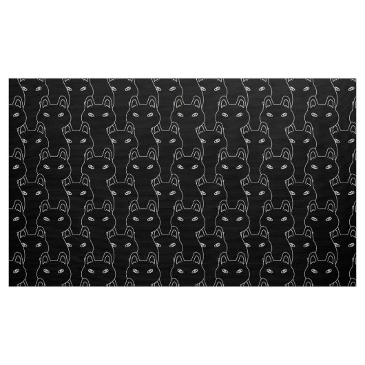 Modern Black Cat Line Art Muster Stoff (Yard (91,4 cm))