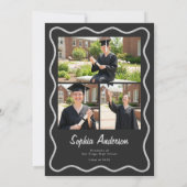 Modern Black Charcoal Photo Collage Graduation Einladung (Rückseite)