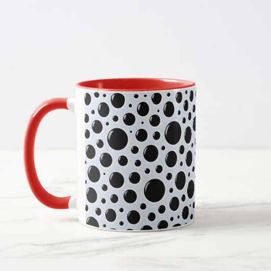 Modern Black Circle Dots Tasse (Links)