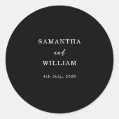 Modern Black Classic Photo Wedding Runder Aufkleber (Vorderseite)