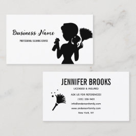 Modern Black Cleaning Service Housekeeper Maid Visitenkarte