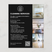 Modern Black Cleaning Services Photo Logo QR Flyer (Vorne)