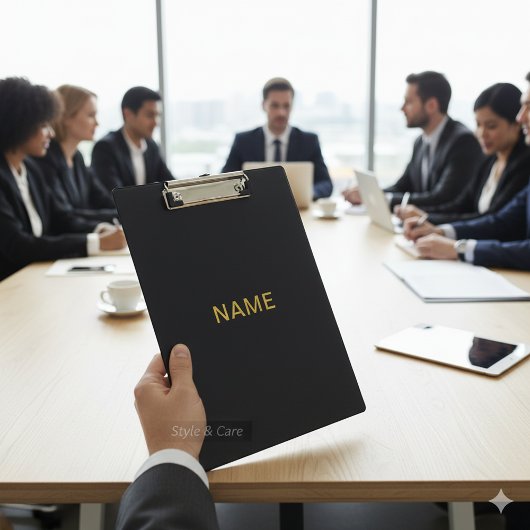 Modern Black Clipboard with Personalized Name Desi Klemmbrett