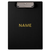 Modern Black Clipboard with Personalized Name Desi Klemmbrett (Vorderseite)