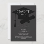 Modern Black Congrats Graduate Photo Announcement (Rückseite)