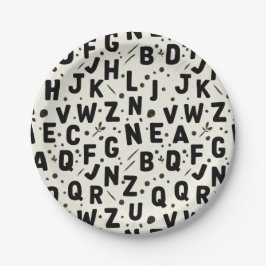 Modern Black & Cream Alphabet Pappteller