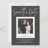 Modern Black Custom Engagement Photo Save the Date Einladung (Vorderseite)