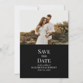 Modern Black Custom Foto Save the Date Card Einladung (Vorderseite)