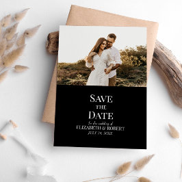 Modern Black Custom Foto Save the Date Card Einladung