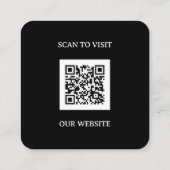 Modern Black Custom Logo and QR Code Quadratische Visitenkarte (Rückseite)