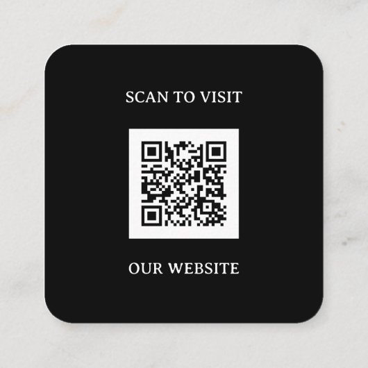 Modern Black Custom Logo and QR Code Quadratische Visitenkarte (Rückseite)