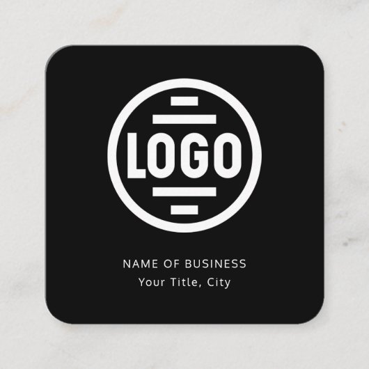 Modern Black Custom Logo and QR Code Square Busine Quadratische Visitenkarte (Vorderseite)