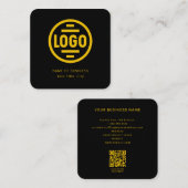 Modern Black Custom Logo and QR Code Square Busine Quadratische Visitenkarte (Vorne/Hinten)