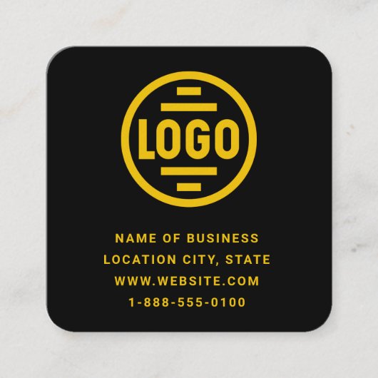 Modern Black Custom Logo and QR Code Square Busine Quadratische Visitenkarte (Vorderseite)