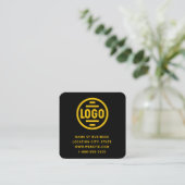 Modern Black Custom Logo and QR Code Square Busine Quadratische Visitenkarte (Stehend Vorderseite)