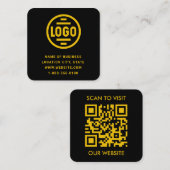 Modern Black Custom Logo and QR Code Square Busine Quadratische Visitenkarte (Vorne/Hinten)