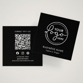 Modern Black Custom Logo QR Code Quadratische Visitenkarte