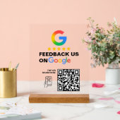 Modern Black Custom Logo QR Code Review Sign Acrylschild (Hochzeit)