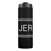 Modern Black Custom Monogram Stylish Initials Thermosbecher (Vorderseite)