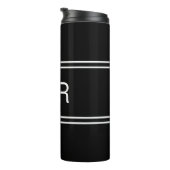 Modern Black Custom Monogram Stylish Initials Thermosbecher (Nach rechts gedreht)
