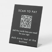 Modern Black Custom Text Scan to Pay QR Code Sign Sockelschild (Vorderseite)