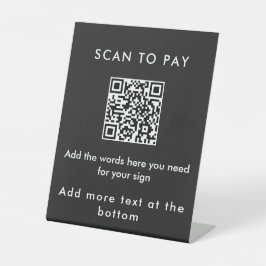 Modern Black Custom Text Scan to Pay QR Code Sign Sockelschild