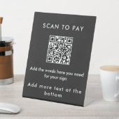 Modern Black Custom Text Scan to Pay QR Code Sign Sockelschild (In SItu)