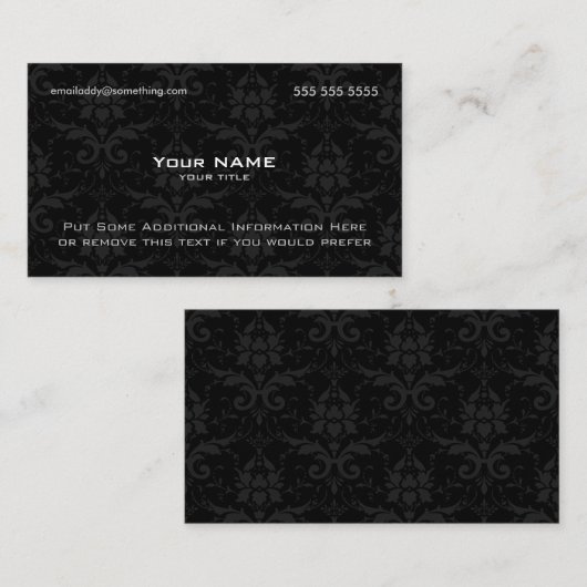 Modern Black Damask Visitenkarte (Vorne/Hinten)