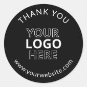 Modern Black Danke Business Logo Runder Aufkleber (Vorderseite)