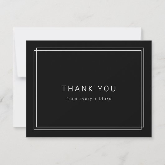 Modern Black Danke You Card / AVERY Suite (Vorderseite)