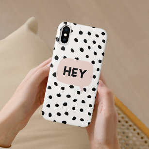 Modern Black Dots & Bubble Chat Pink With Hey Case-Mate iPhone Hülle