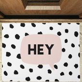 Modern Black Dots & Bubble Chat Pink With Hey Fußmatte