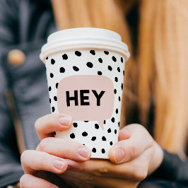 Modern Black Dots & Bubble Chat Pink With Hey Pappbecher