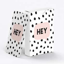 Modern Black Dots & Bubble Chat Pink With Hey Spielkarten