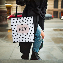 Modern Black Dots & Bubble Chat Pink With Hey Tasche