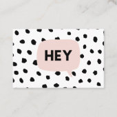 Modern Black Dots & Bubble Chat Pink With Hey Visitenkarte (Vorderseite)