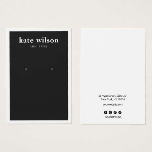 Modern Black Earring Display Card (Vorne & Hinten)