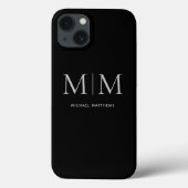 Modern Black Elegant Personalisiert Monogram Name Case-Mate iPhone Hülle (Rückseite)