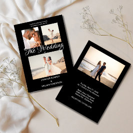Modern Black Elegant Script Photo Classic Wedding  Einladung
