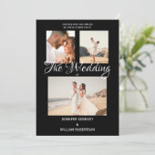 Modern Black Elegant Script Photo Classic Wedding  Einladung (Stehend Vorderseite)