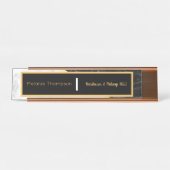 Modern Black Elegant Trendy White Marble Script Schreibtischnamensplakette (Vorderseite )