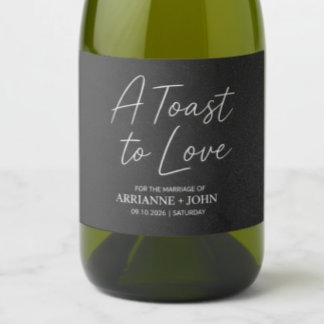 Modern Black Elegant Wedding Sparkling Wine Label Schaumweinetikett