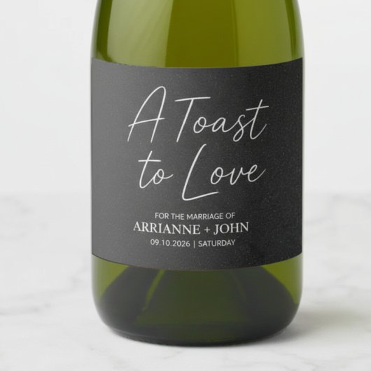 Modern Black Elegant Wedding Sparkling Wine Label Schaumweinetikett