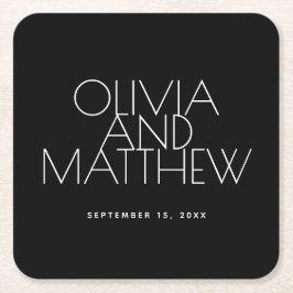 Modern Black Evening Wedding | Minimalist Elegant Rechteckiger Pappuntersetzer